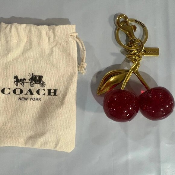 Coach Accessories - Valentines Day Coach Red Cherry Bag Charm Keychain Resin Metal Brass NWOT